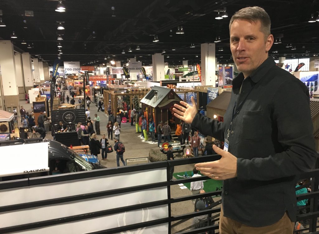 SIA President Nick Sargent at the January 2017 Snow Show. Shop-eat-surf file photo.