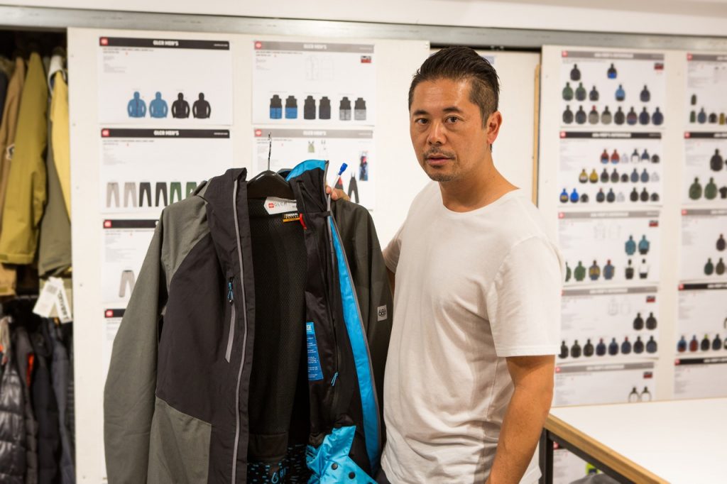 686 Owner Mike West with the brand's new Hydrastash jacket, which stores water inside the jacket. The company has big plans for the technology. Photo courtesy of 686.