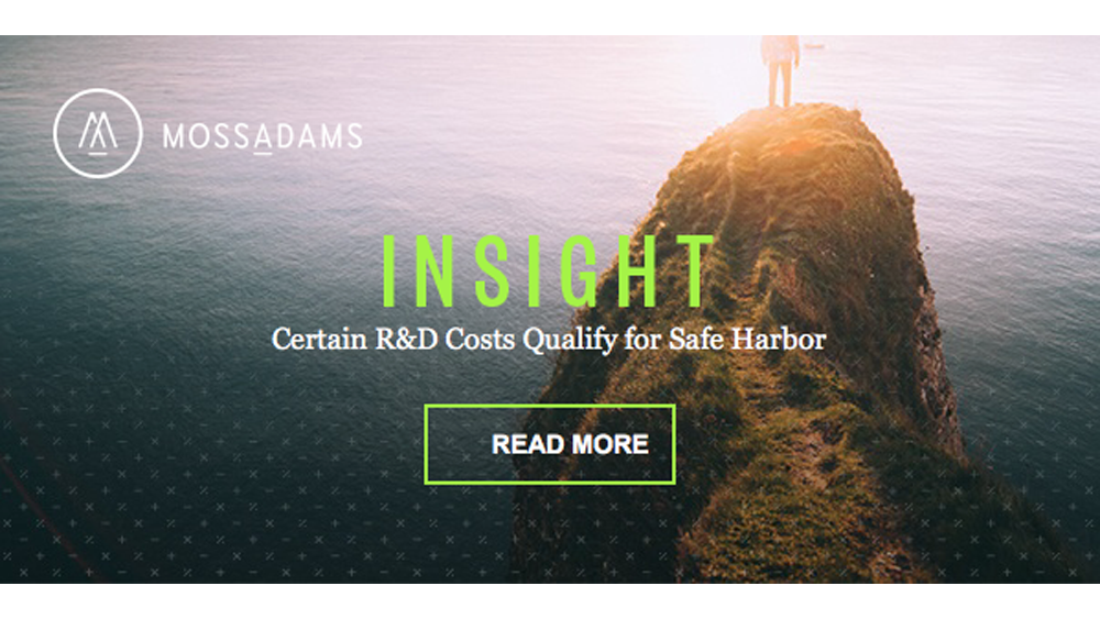 R&D Credit Safe Harbor Opportunity